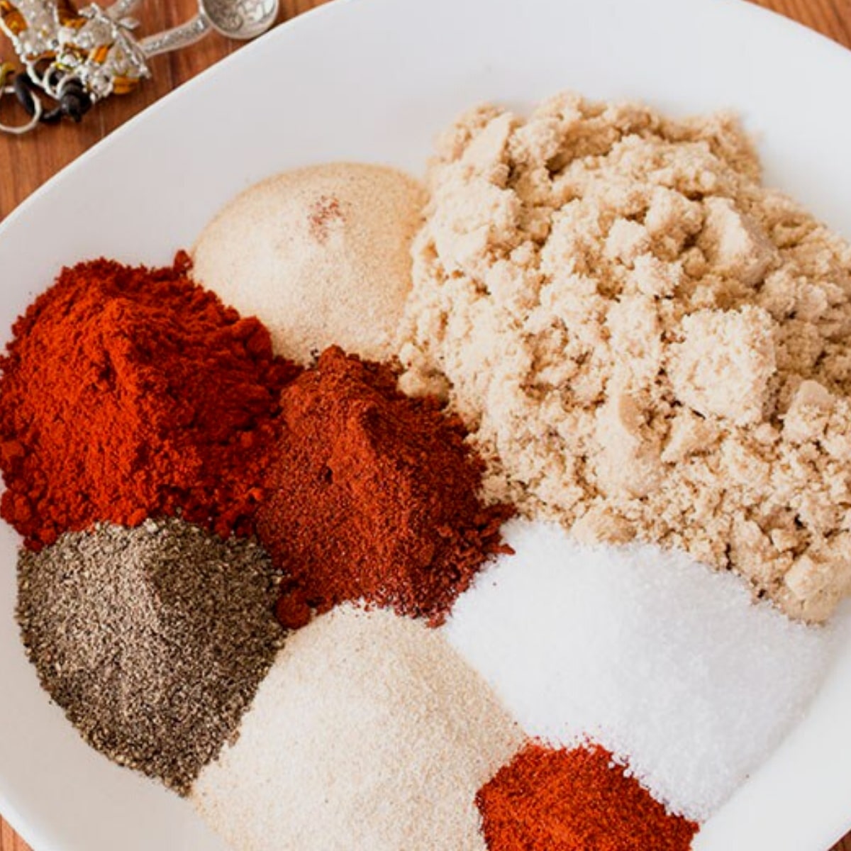 BBQ Rub Ingredients on a white plate