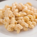 Mac and cheese on a white plate