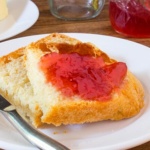 Slices of toast with jelly on a plate