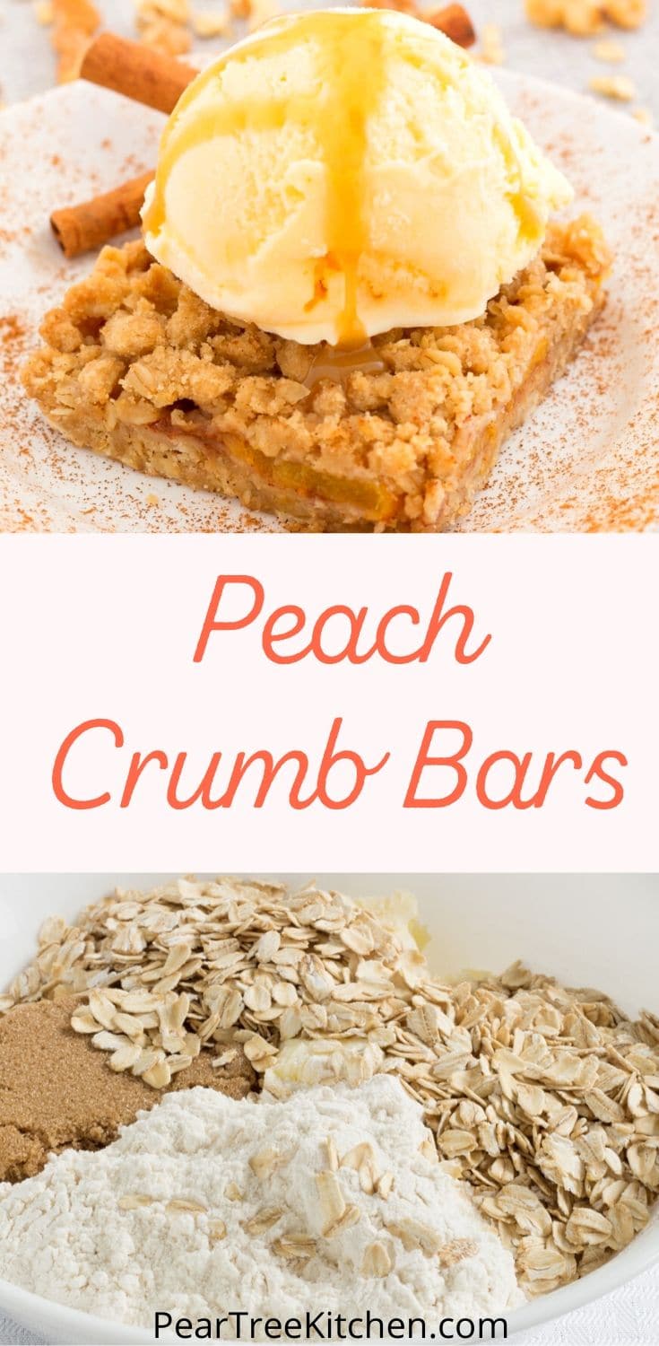 Peach Crumble social media collage with text overlay