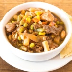 Bowl of soup in a white bowl