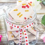 White bark candy with heart and arrow decorations