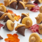 Candy Acorns surrounded by fall leaves