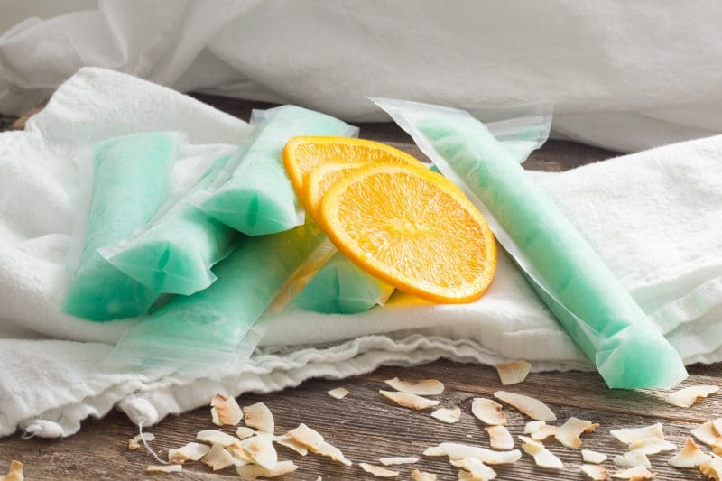 Blue Hawaiian Spiked Ice Pop with Orange Slices