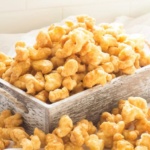 Carmel puff corn in wooden box