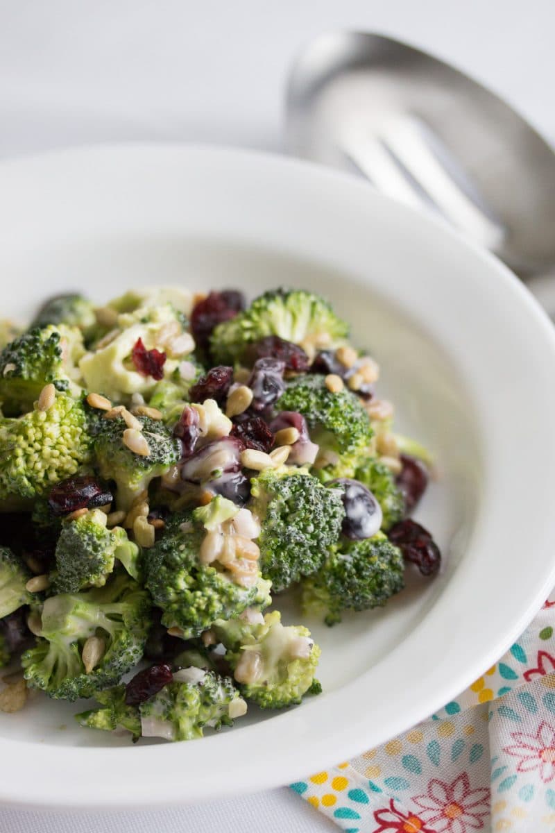 Broccoli Salad with Cranberries and Sunflower Seeds - Pear Tree Kitchen