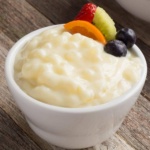 Tapioca Pudding topped with fruit pieces