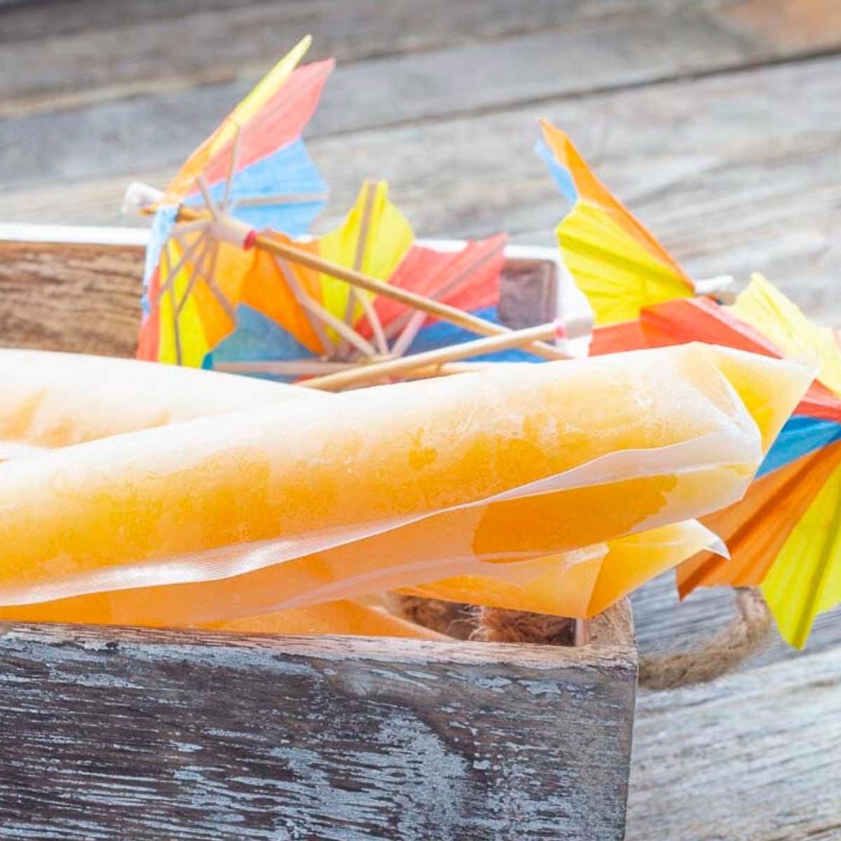 Bahama Mama Freezer sticks with small umbrellas in a box