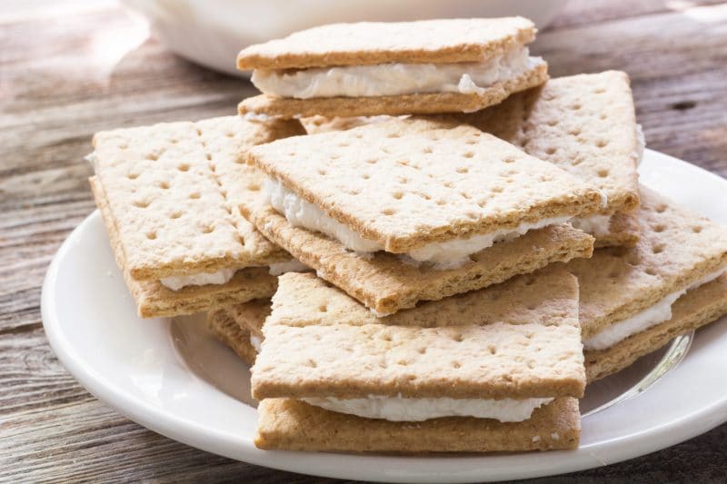 Plate of graham cracker cookies