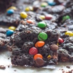 Brownie thins with mini m&ms