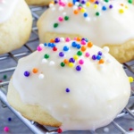 Glazed cookies covered with sprinkles