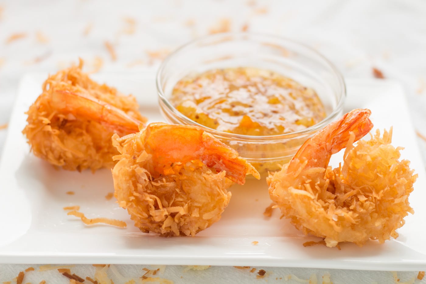 coconut shrimp with 2 dipping sauces