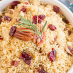 Close-up Meal Prep couscous with pecans and cranberries