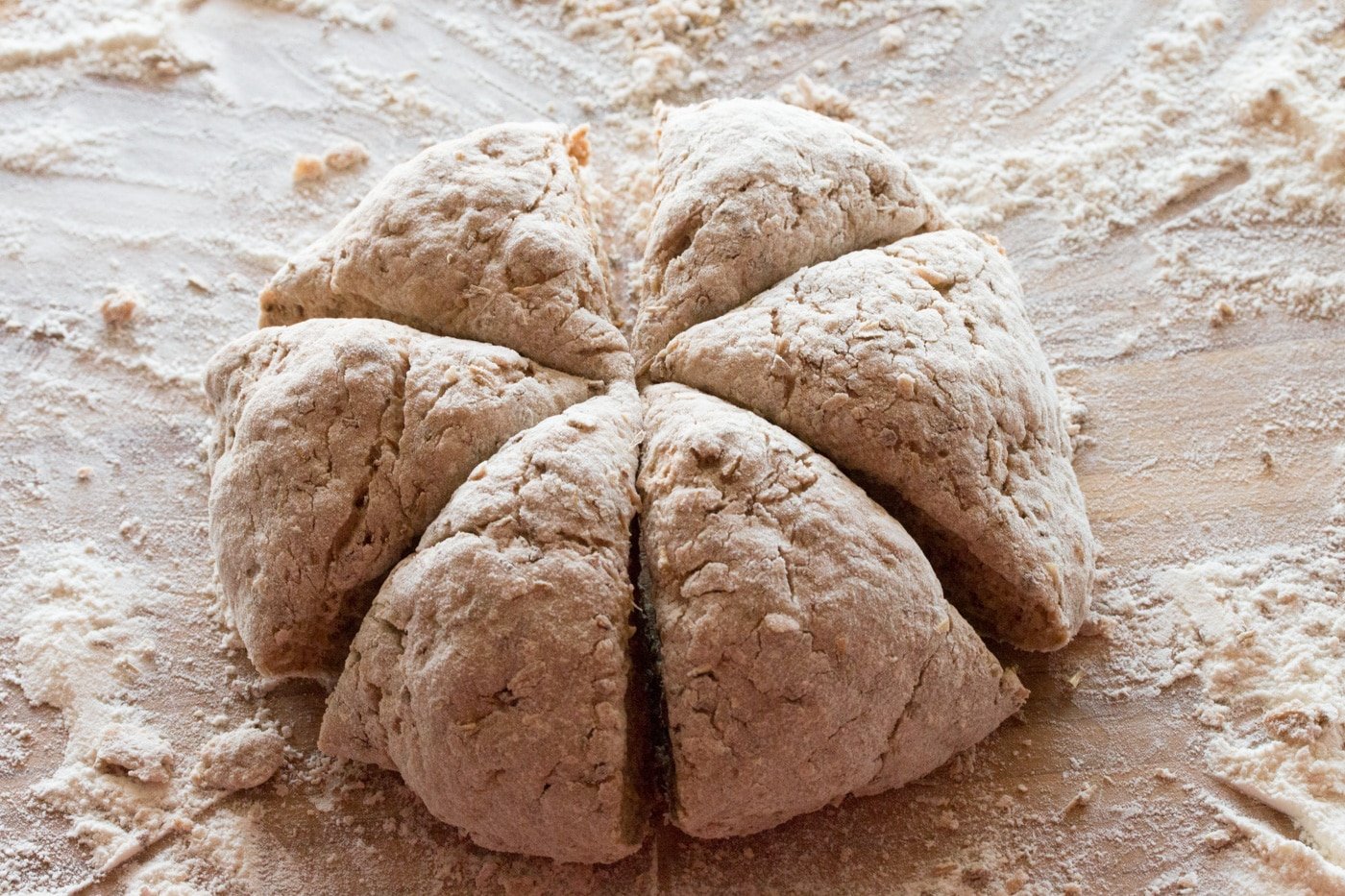 dough cut into wedges