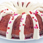 Red Velvet Bundt Cake with sprinkles