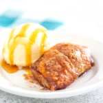 Mt Dew apple dumplings with ice cream and caramel drizzle