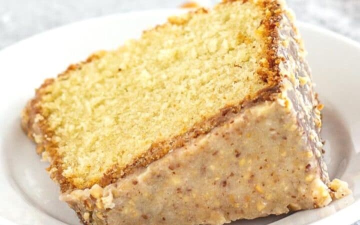Crunch Cake slice on a plate
