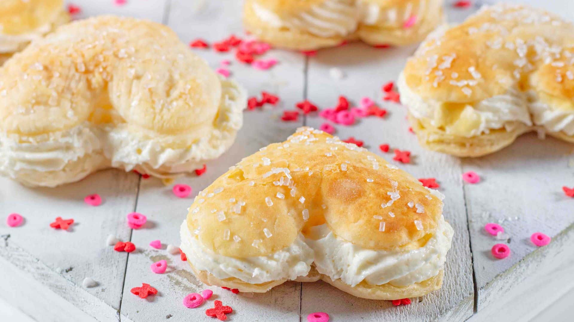 heart shaped lazy cream horns
