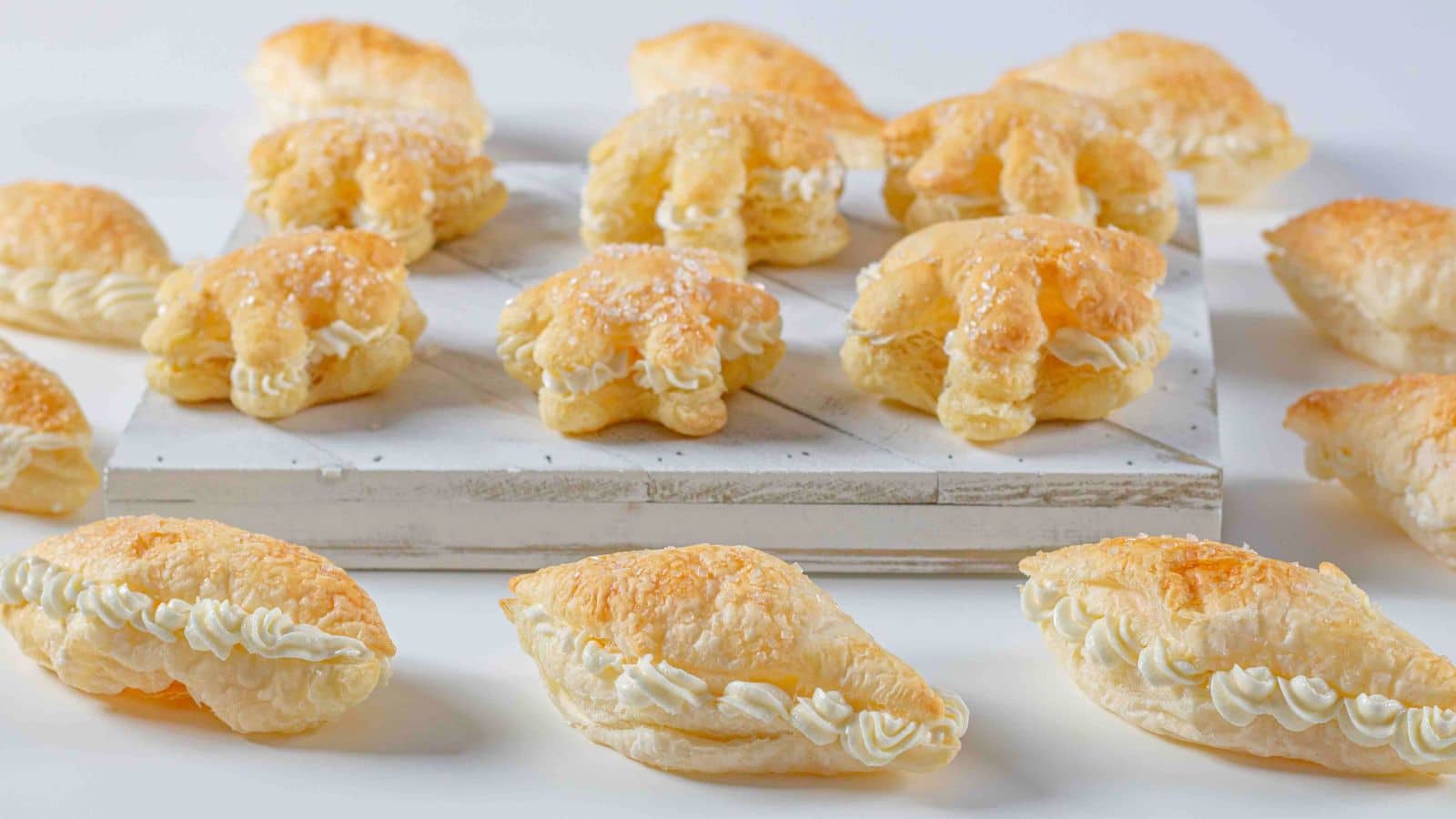 lazy cream horns in assorted shapes