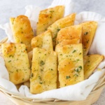 Garlic Flatbread strips in a bread basket