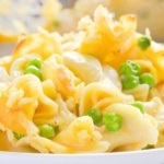 Chicken Noodle Casserole with peas on a plate