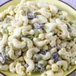 Macaroni Salad on a yellow plate