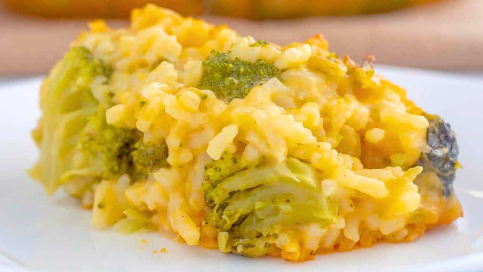 broccoli and cheesy rice on a plate