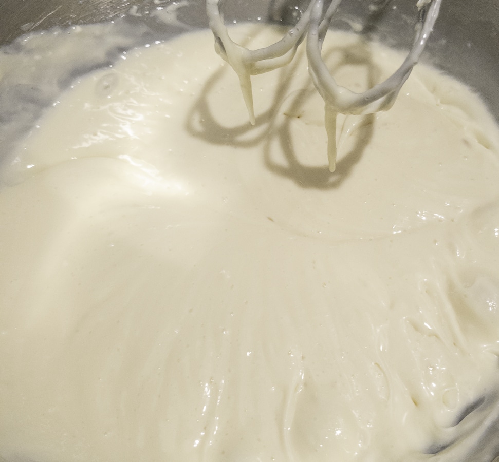 Cream cheese and sweetened condensed milk after combining
