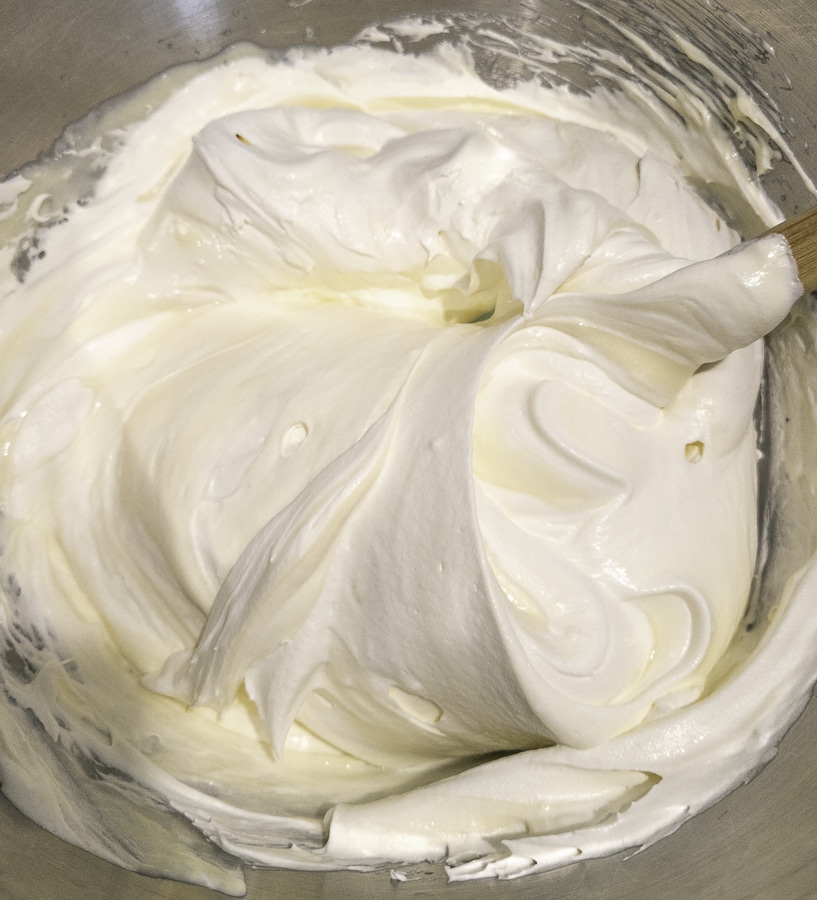 Adding the whipped topping