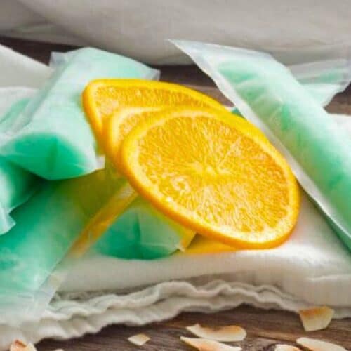 Blue Hawaiian Poptails with orange slices