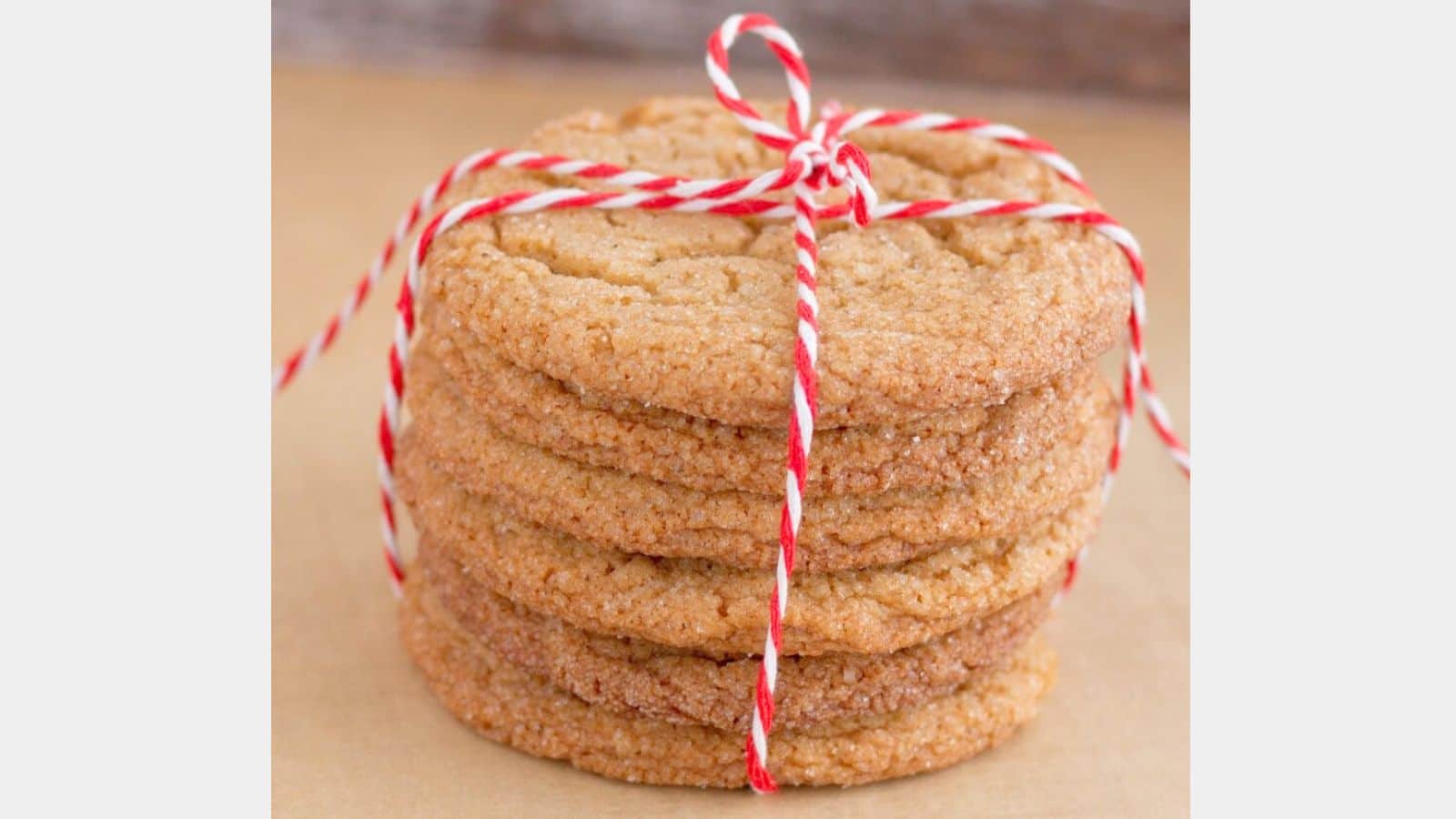 Molasses cookies stacked and tied with butcher string