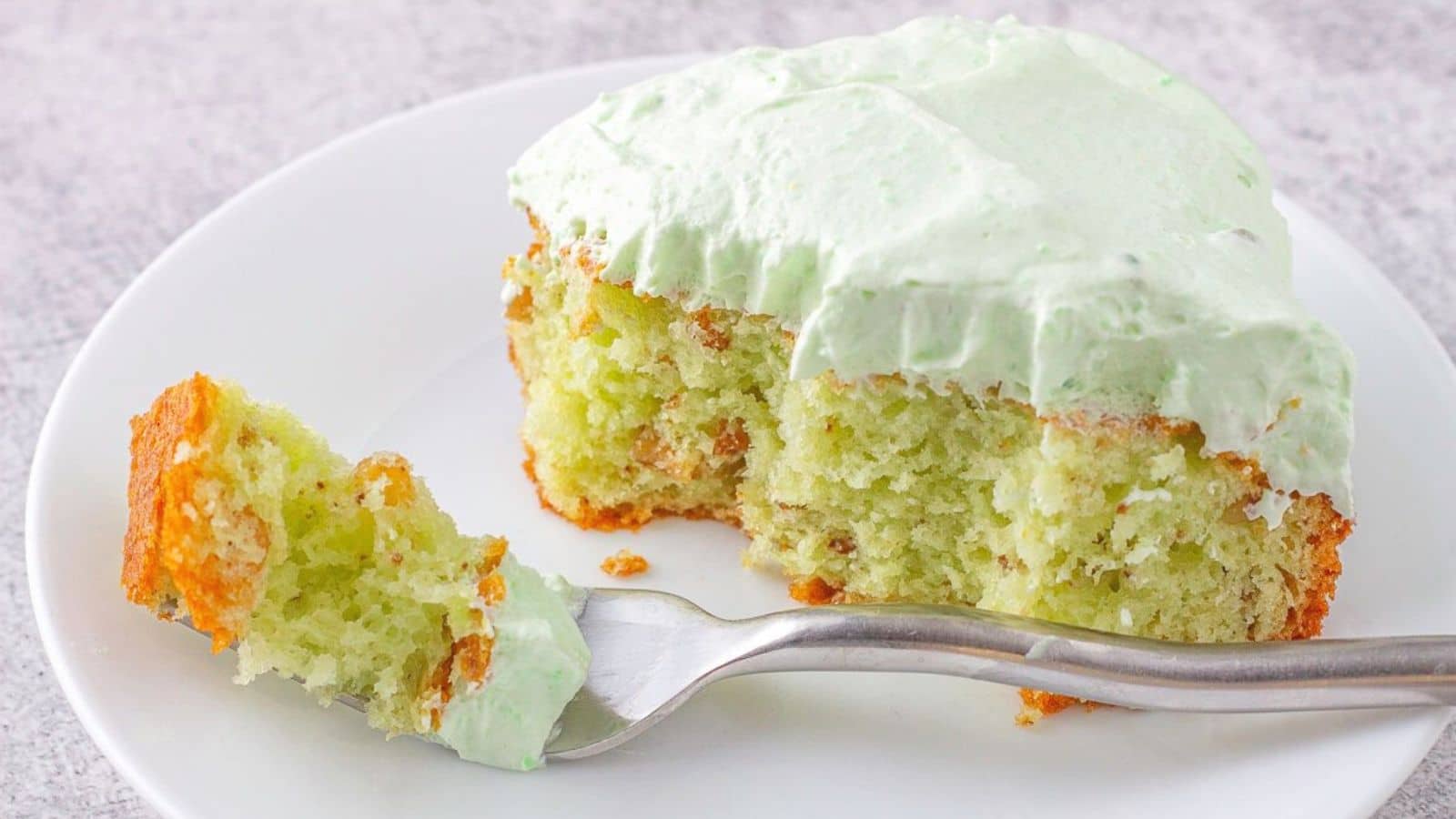 Pistachio Cake with a fork