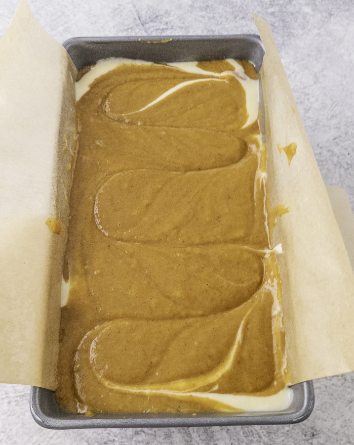 swirled batter in a pan