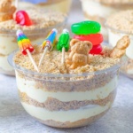 Layered pudding cups with a beach theme