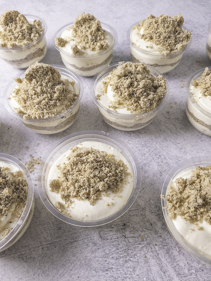 sand pudding topped with cookie sand