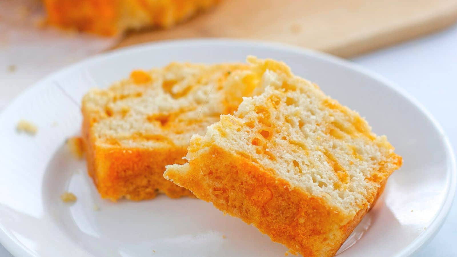 Slices of cheese bread on a plate