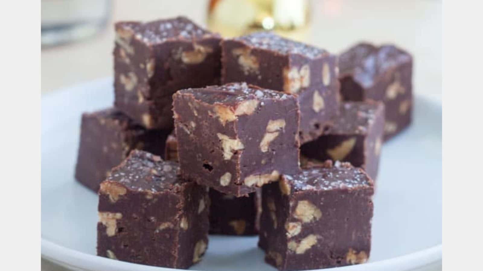 Fudge with walnuts on a plate