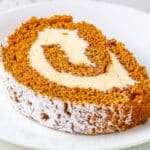 Slice of pumpkin cake roll