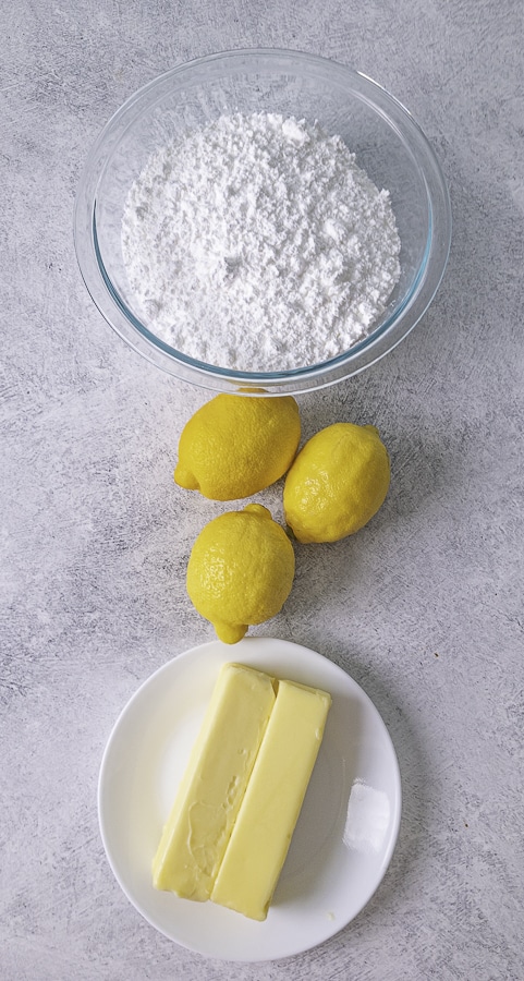 Powdered sugar lemons and butter