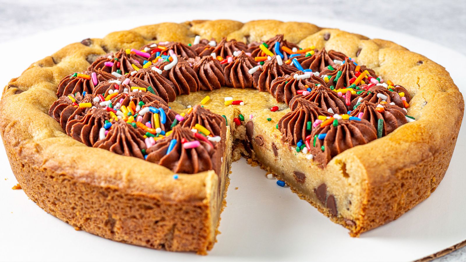Cookie Cake with a slice missing