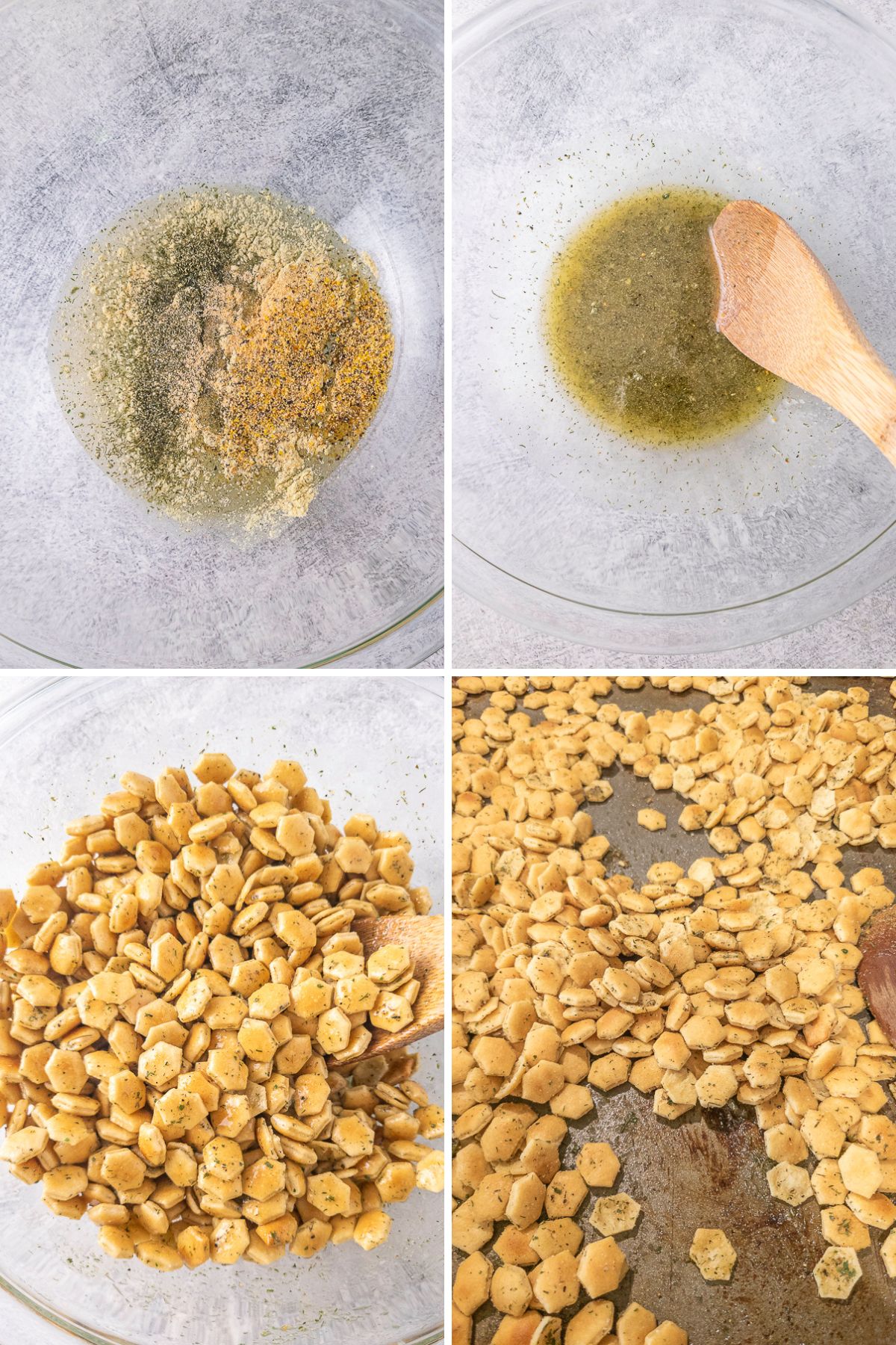 Steps to making ranch oyster crackers