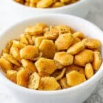 Ranch seasoned crackers in a bowl