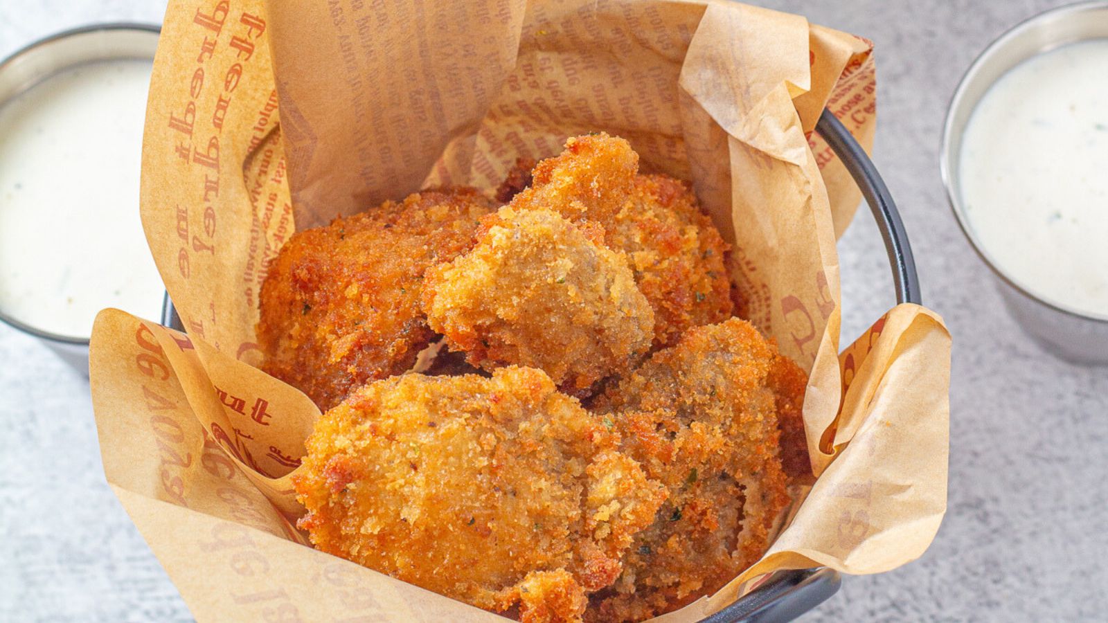 Fried mushrooms in a basket