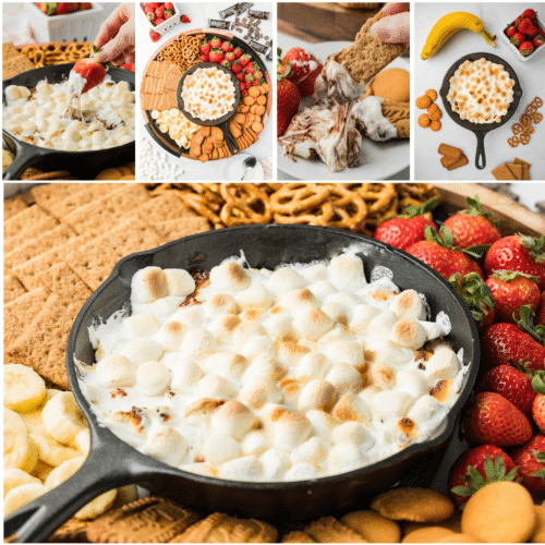 Collage of S'mores charcuterie board
