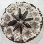 Overhead view of Cookies and Cream Cake