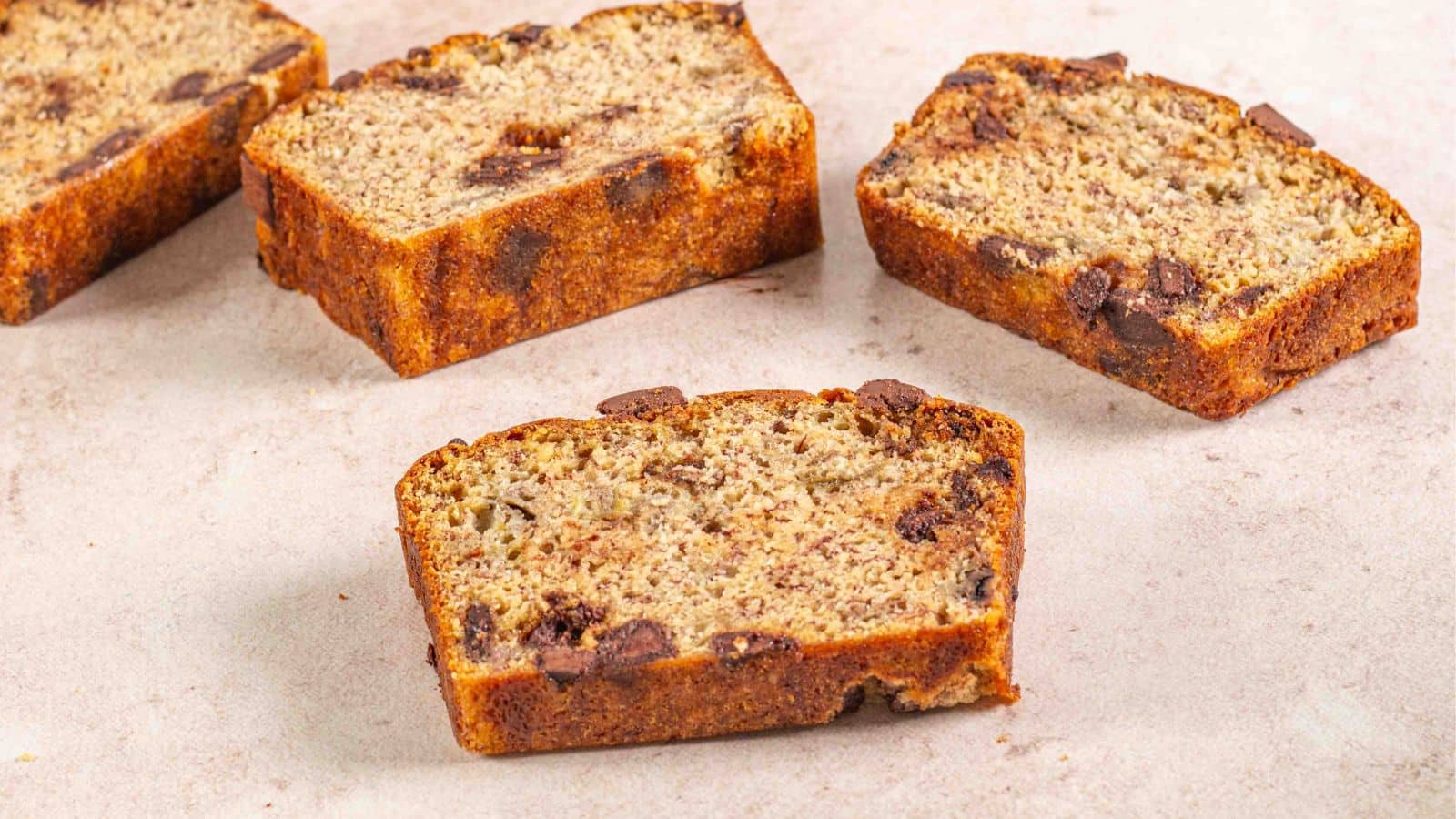 slices of banana bread with chocolate