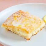 lemon cheesecake bar on a plate